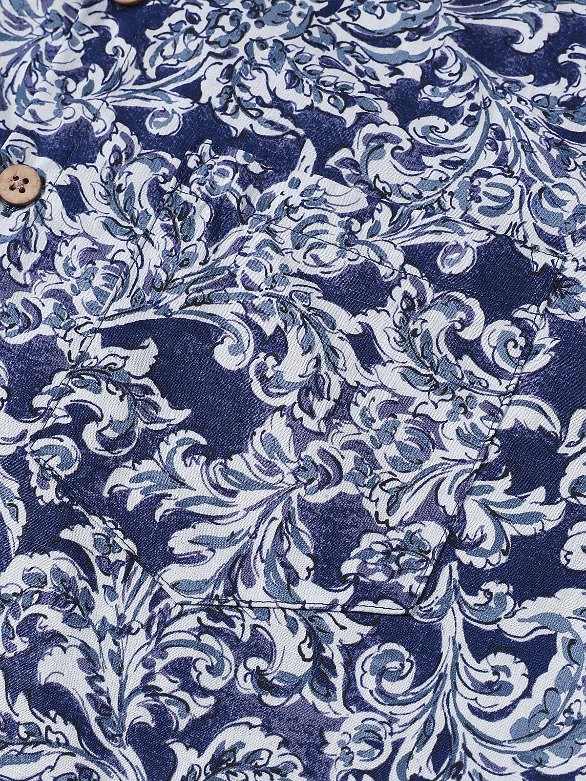 Classic Floral Print Button-Up Holiday Style Short Sleeve Shirt