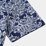 Classic Floral Print Button-Up Holiday Style Short Sleeve Shirt