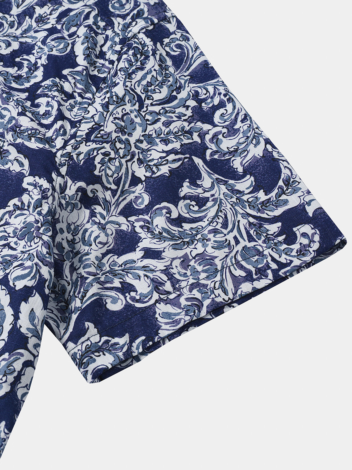 Classic Floral Print Button-Up Holiday Style Short Sleeve Shirt