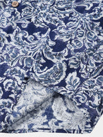 Classic Floral Print Button-Up Holiday Style Short Sleeve Shirt