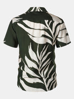 Vacation Tropical Print Pocket Short Sleeve Shirt