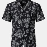 Hawaiian Black Tropical Floral Print Casual Shirt