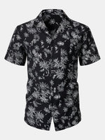 Hawaiian Black Tropical Floral Print Casual Shirt