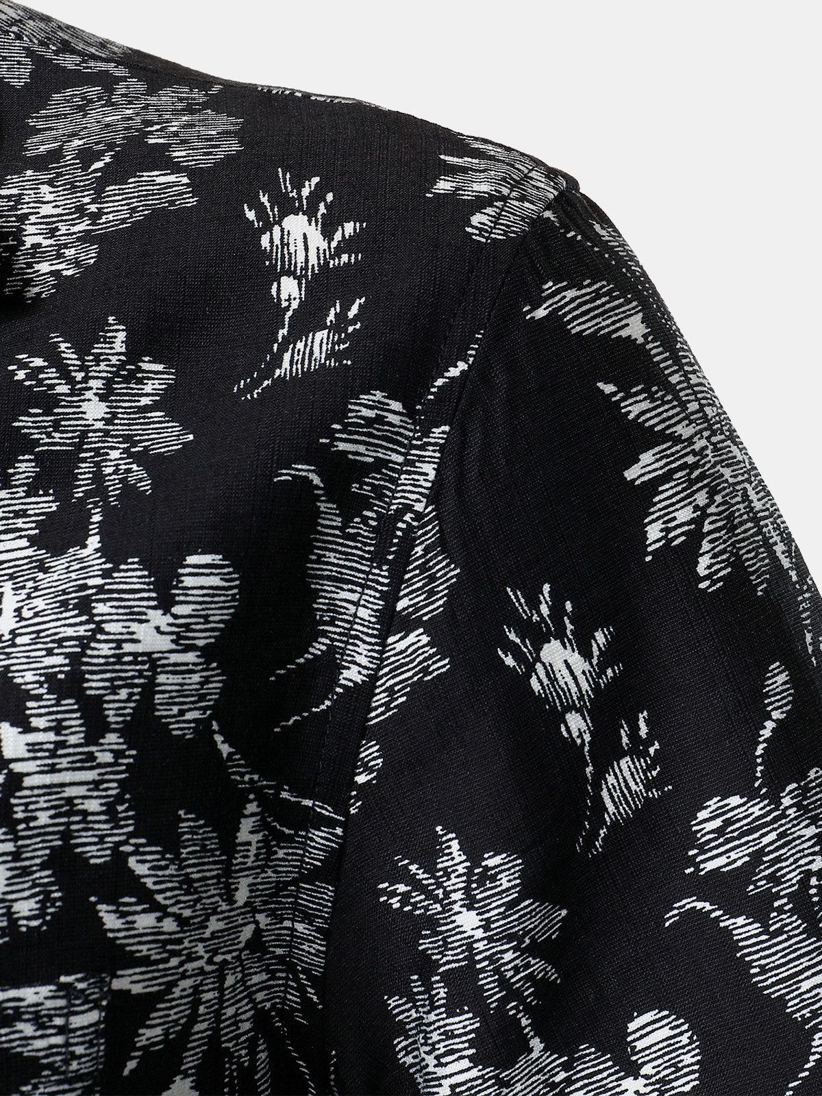 Hawaiian Black Tropical Floral Print Casual Shirt