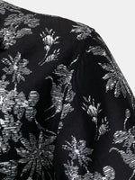 Hawaiian Black Tropical Floral Print Casual Shirt