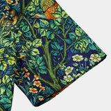 Green Hawaiian Tropical Botanical Print Short Sleeve Shirt
