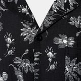 Hawaiian Black Tropical Floral Print Casual Shirt