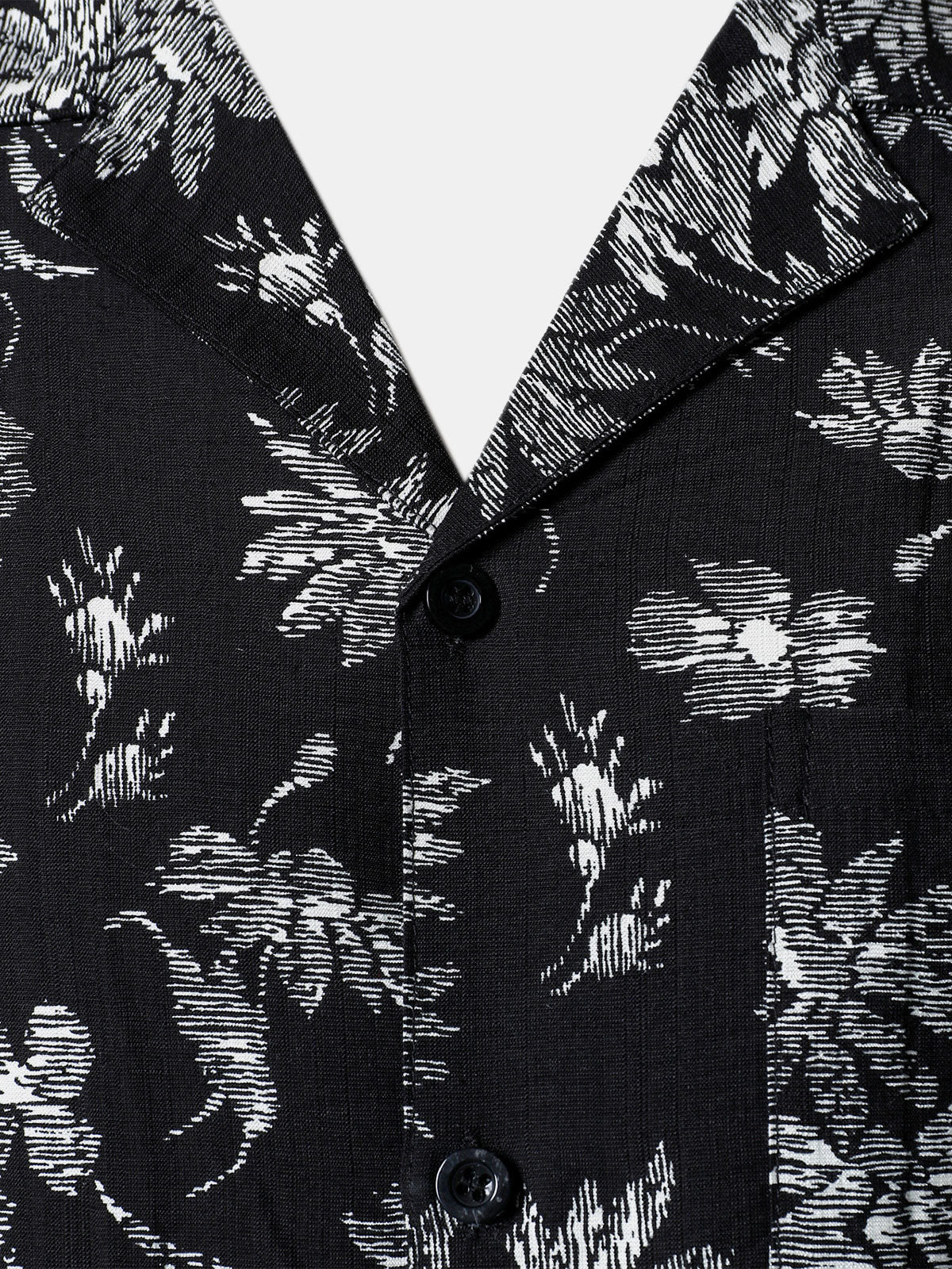 Hawaiian Black Tropical Floral Print Casual Shirt