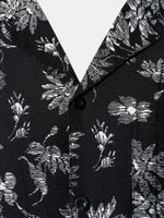 Hawaiian Black Tropical Floral Print Casual Shirt