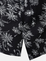 Hawaiian Black Tropical Floral Print Casual Shirt
