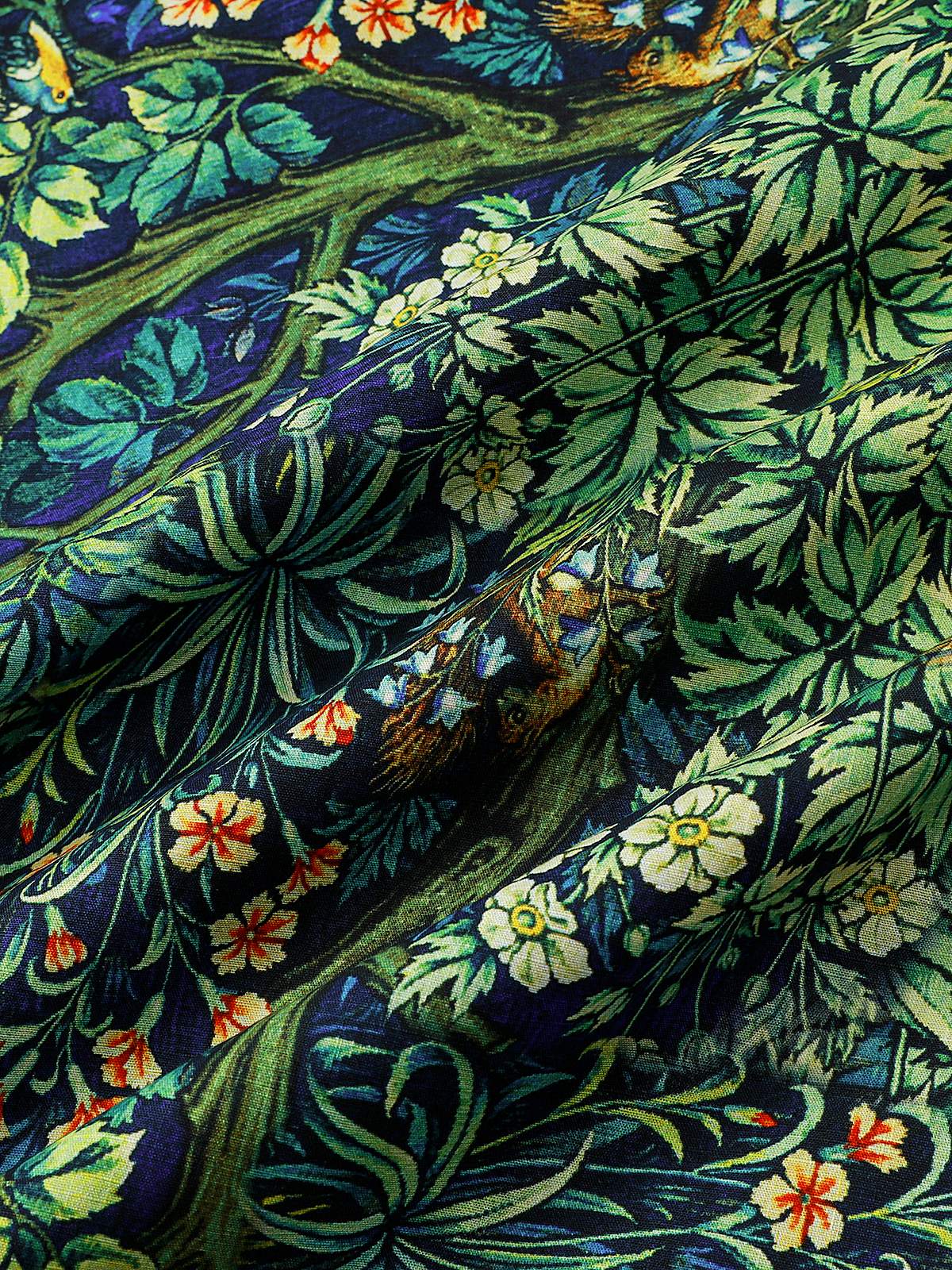 Green Hawaiian Tropical Botanical Print Short Sleeve Shirt