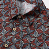 Geometric Pattern Casual Button-Up Short Sleeve Shirt