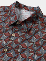 Geometric Pattern Casual Button-Up Short Sleeve Shirt