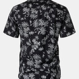 Hawaiian Black Tropical Floral Print Casual Shirt