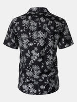 Hawaiian Black Tropical Floral Print Casual Shirt