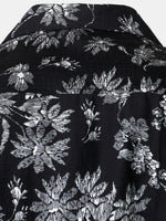 Hawaiian Black Tropical Floral Print Casual Shirt