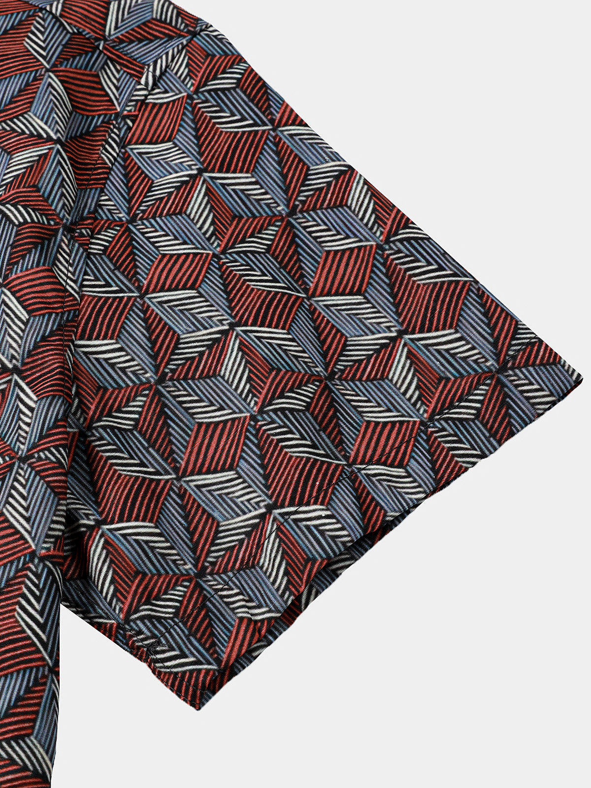 Geometric Pattern Casual Button-Up Short Sleeve Shirt