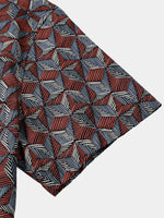 Geometric Pattern Casual Button-Up Short Sleeve Shirt