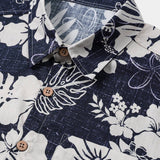 Vintage Breathable Floral Print Island and Vacation Style Short Sleeve Shirt