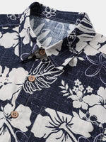 Vintage Breathable Floral Print Island and Vacation Style Short Sleeve Shirt