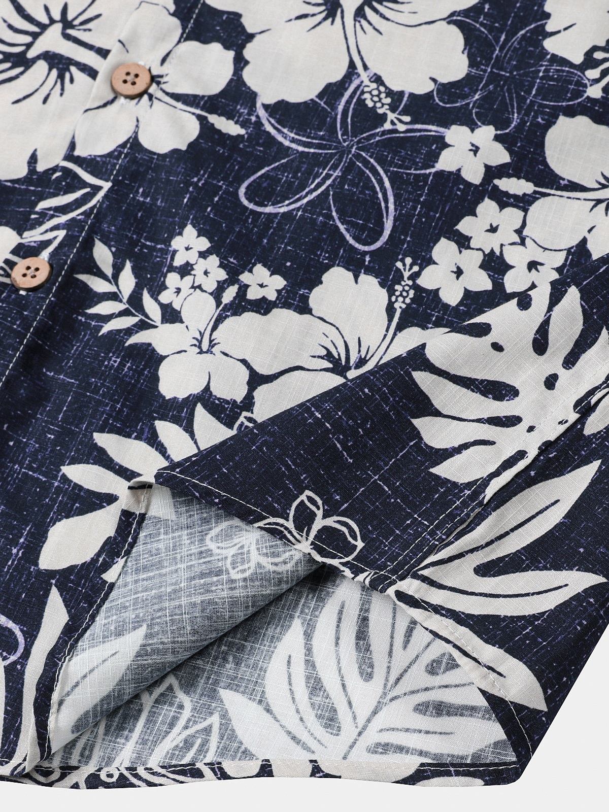 Vintage Breathable Floral Print Island and Vacation Style Short Sleeve Shirt