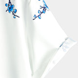Blue Casual Button-Up Floral Print Shirt, Short Sleeves