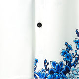 Blue Casual Button-Up Floral Print Shirt, Short Sleeves
