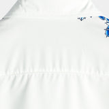 Blue Casual Button-Up Floral Print Shirt, Short Sleeves