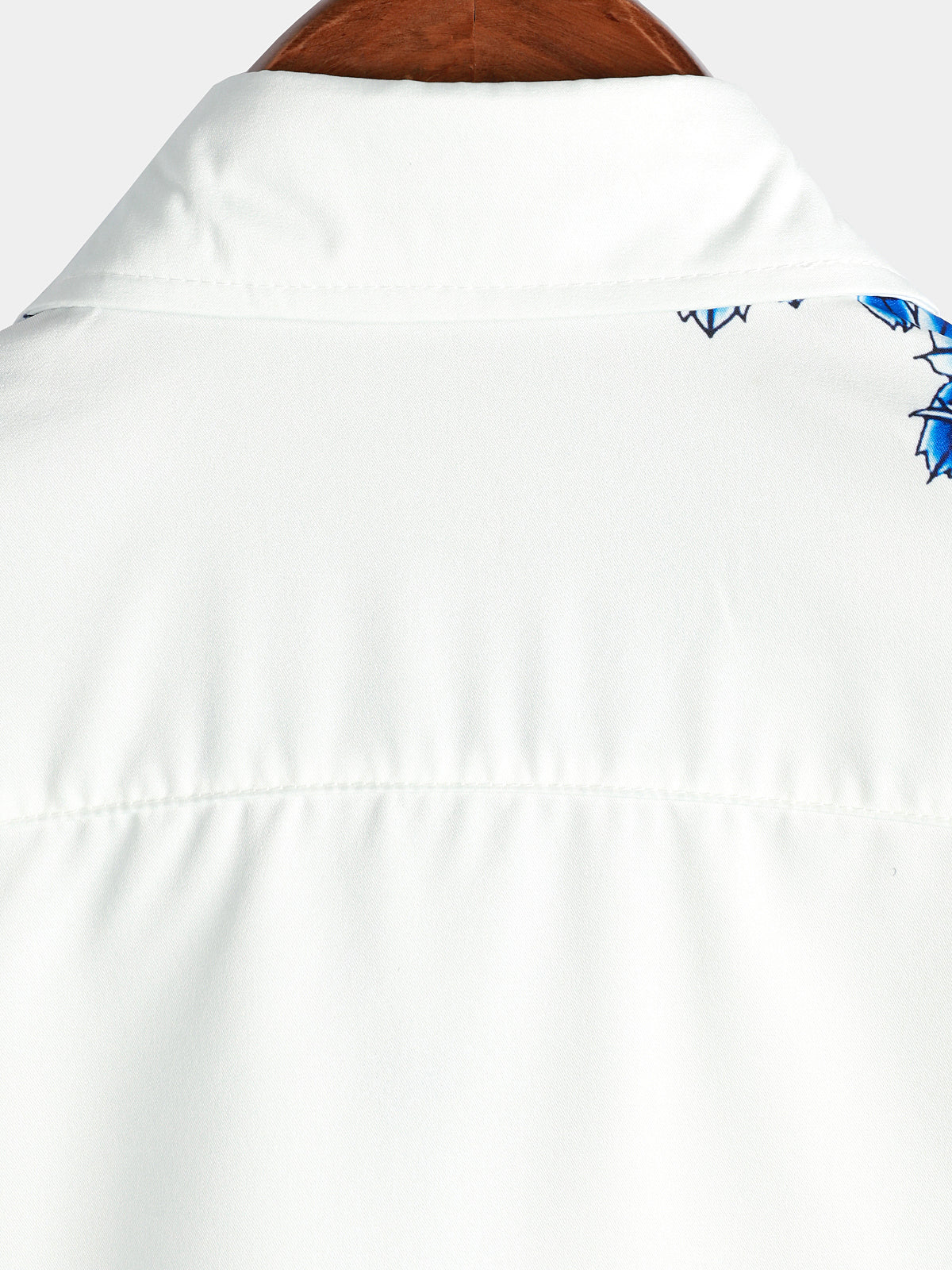 Blue Casual Button-Up Floral Print Shirt, Short Sleeves