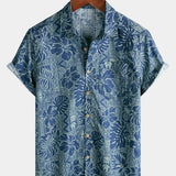 Botanical Tropical Print Breathable Short Sleeve Shirt