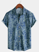 Botanical Tropical Print Breathable Short Sleeve Shirt