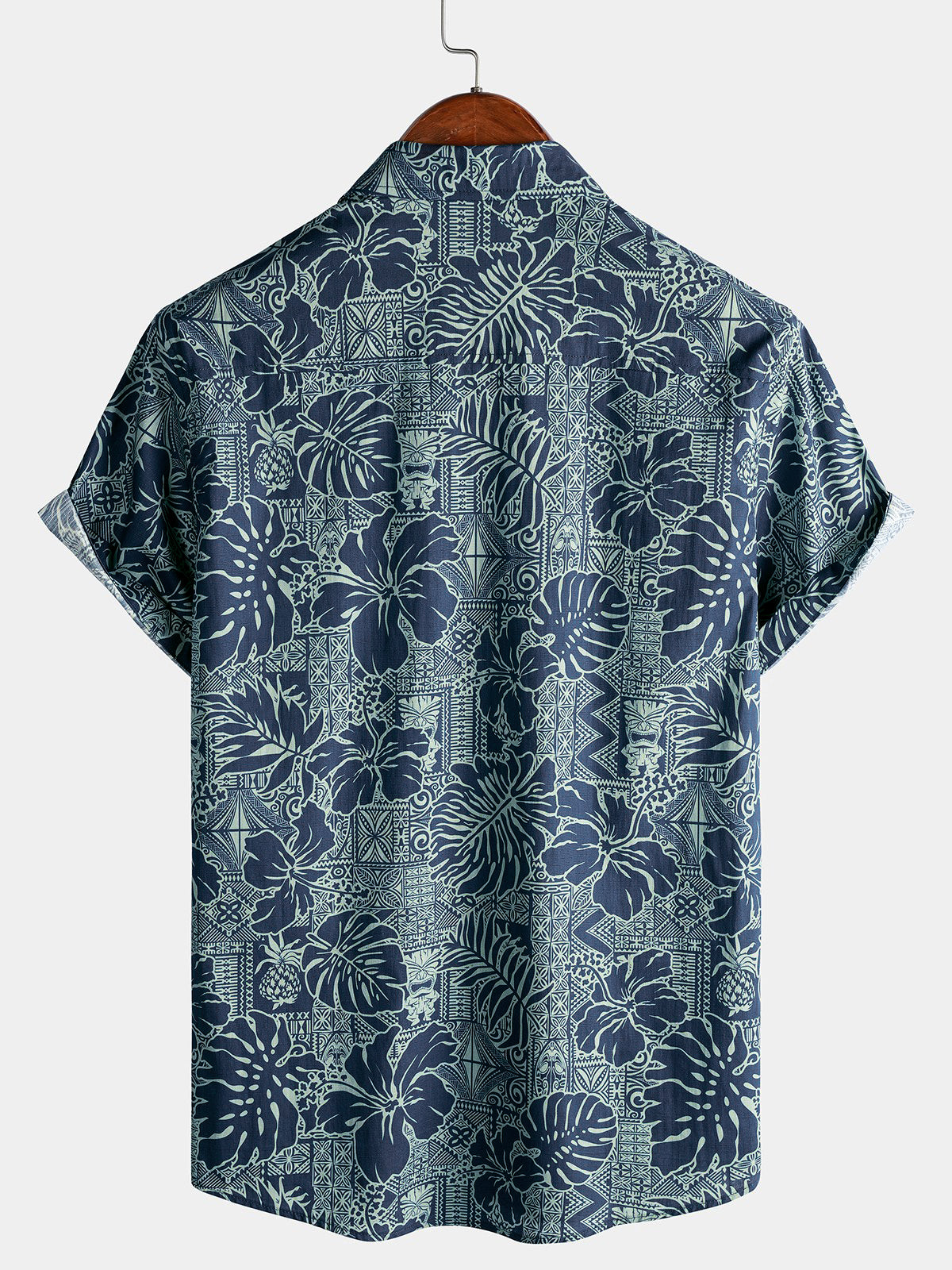 Hawaiian Tropical Leaves Pattern Holiday Beach Style Short Sleeve Shirt