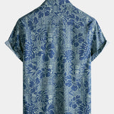 Botanical Tropical Print Breathable Short Sleeve Shirt