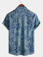 Botanical Tropical Print Breathable Short Sleeve Shirt