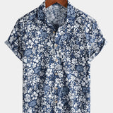 Retro Vacation Style Short Sleeve Breathable Hibiscus Print Shirt