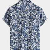 Retro Vacation Style Short Sleeve Breathable Hibiscus Print Shirt