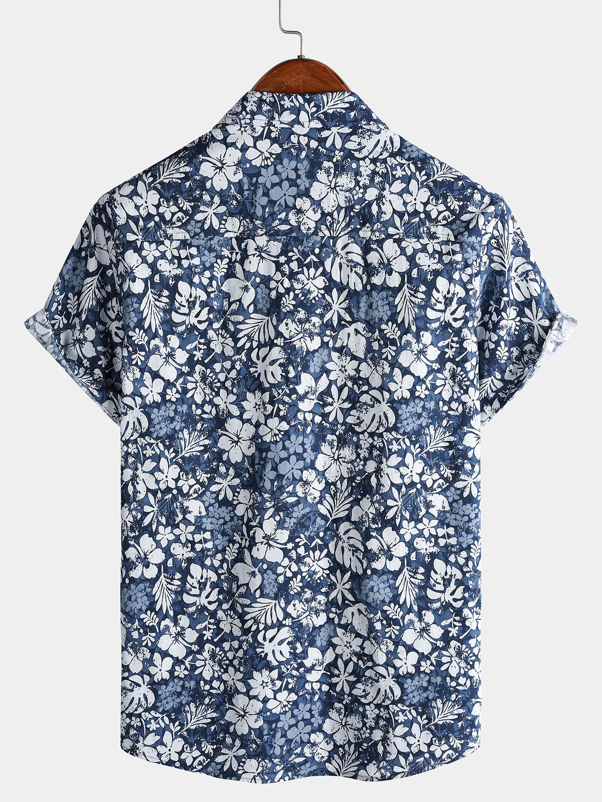 Retro Vacation Style Short Sleeve Breathable Hibiscus Print Shirt
