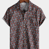 Geometric Pattern Casual Button-Up Short Sleeve Shirt