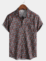 Geometric Pattern Casual Button-Up Short Sleeve Shirt