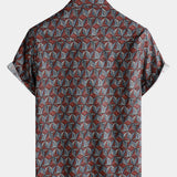 Geometric Pattern Casual Button-Up Short Sleeve Shirt