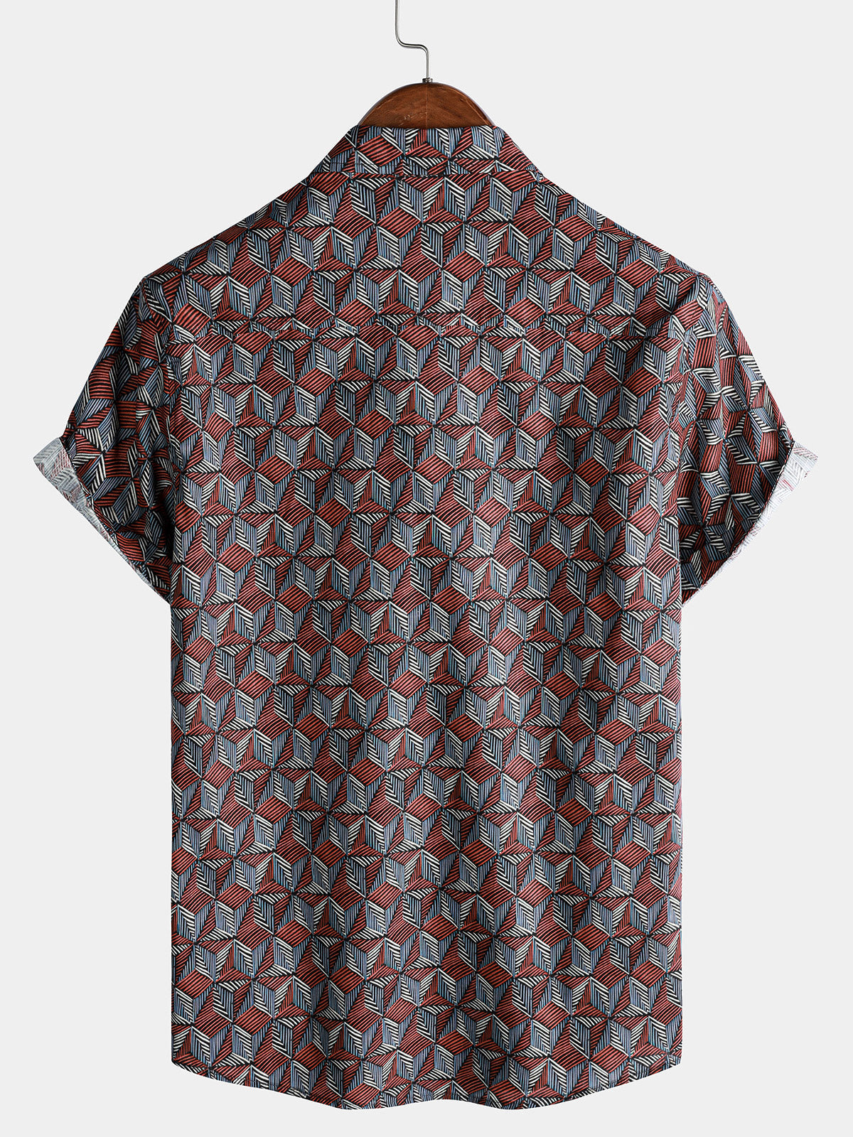 Geometric Pattern Casual Button-Up Short Sleeve Shirt