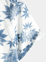 Short Sleeve Breathable Cotton Shirt with Maple Leaf Pattern for Men