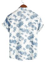 Short Sleeve Breathable Cotton Shirt with Maple Leaf Pattern for Men