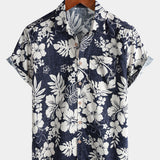 Vintage Breathable Floral Print Island and Vacation Style Short Sleeve Shirt
