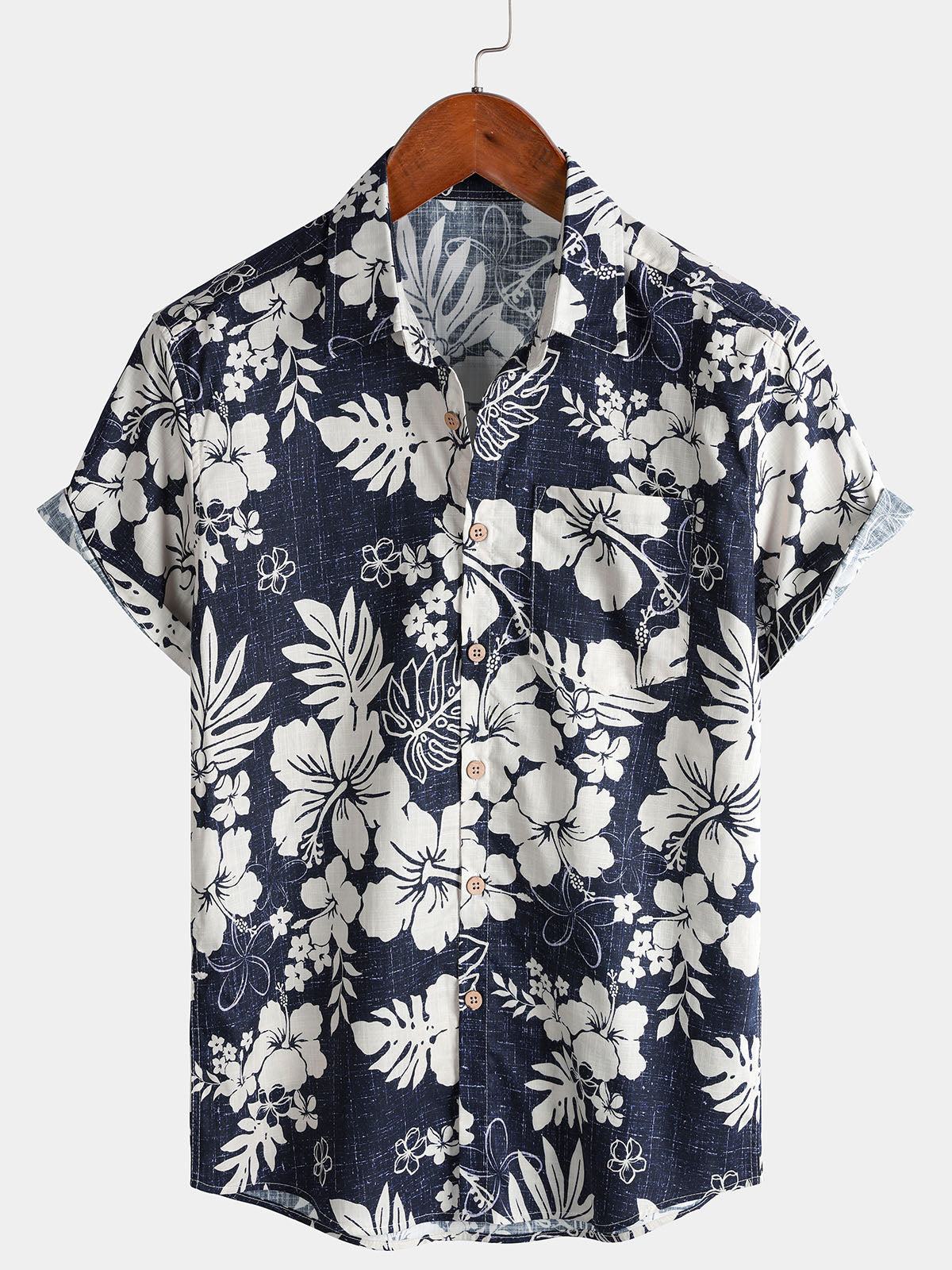 Vintage Breathable Floral Print Island and Vacation Style Short Sleeve Shirt