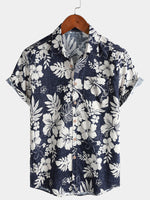 Vintage Breathable Floral Print Island and Vacation Style Short Sleeve Shirt