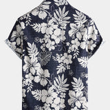 Vintage Breathable Floral Print Island and Vacation Style Short Sleeve Shirt