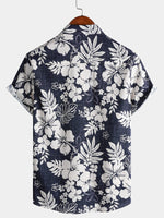 Vintage Breathable Floral Print Island and Vacation Style Short Sleeve Shirt
