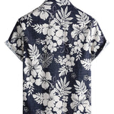 Vintage Shirt with Short Sleeves for Men with Island Flower Pattern