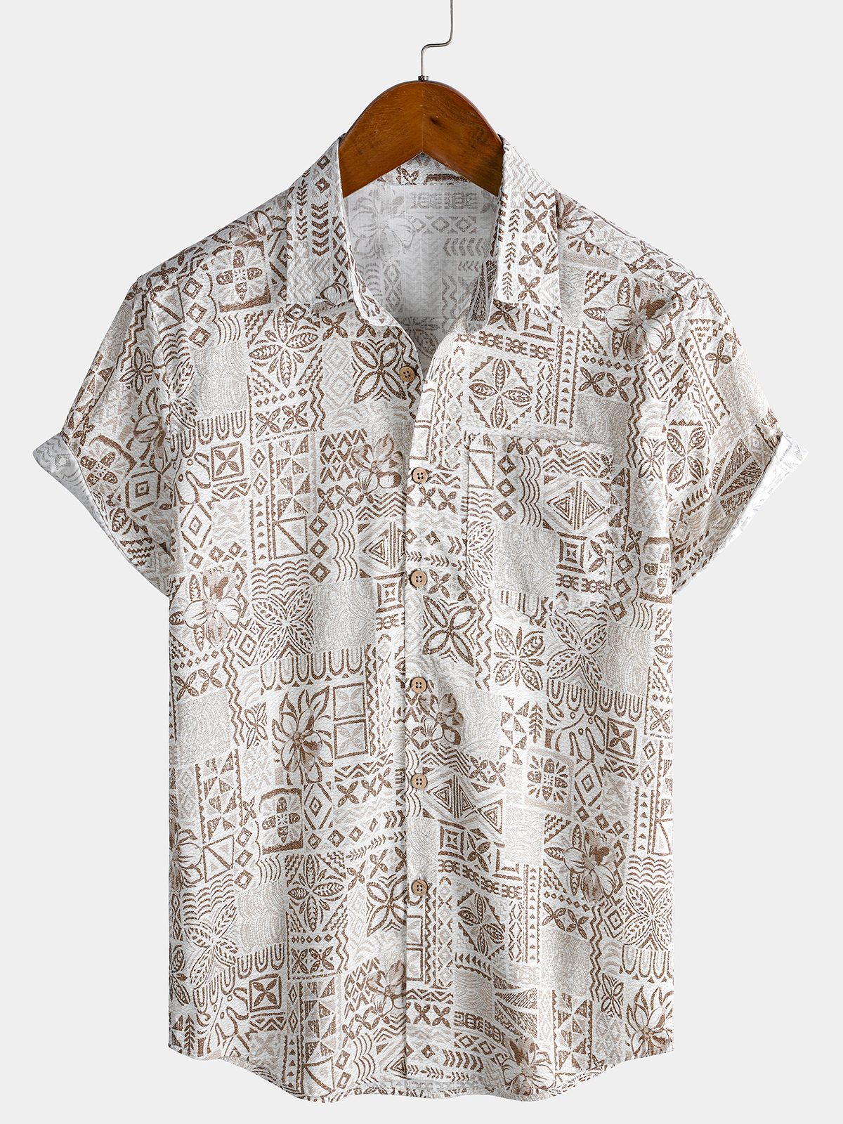 Bohemian Retro Resort Geometric Short Sleeve Shirt